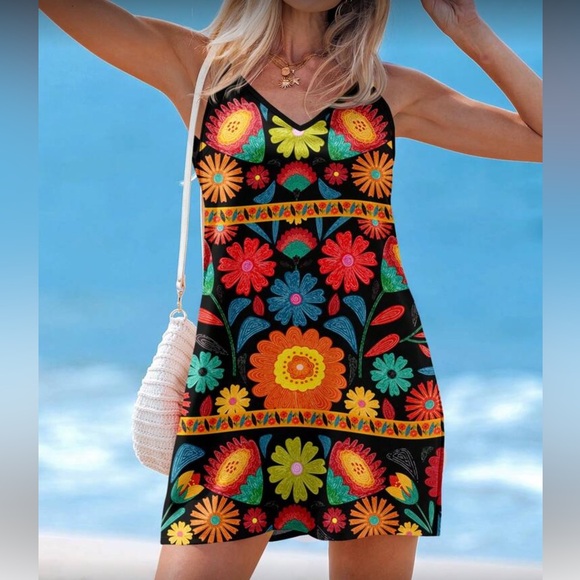 Bohemian Floral Print Dress - Picture 5 of 5